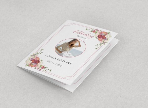 Beautiful roses funeral order of service front cover