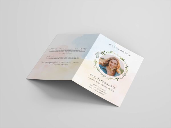 Floral wreath funeral order of service template 159 - Image 3
