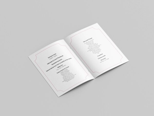 Beautiful roses funeral order of service middle pages