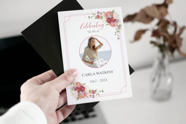 Beautiful roses funeral order of service template design