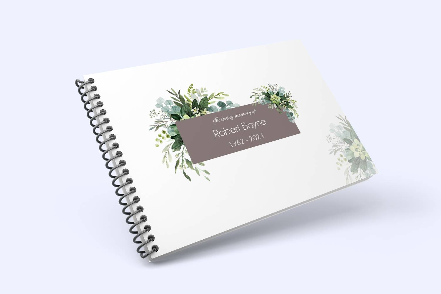 Green floral funeral condolence book 008 - Free Funeral Order of Service Template