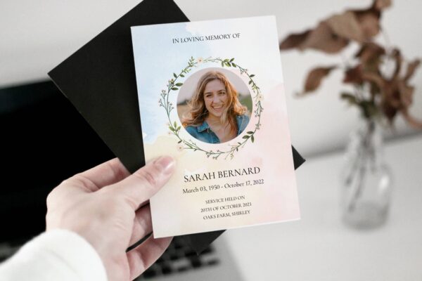 Floral wreath funeral order of service template 159 - Image 4