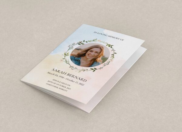 Floral wreath funeral order of service template 159 - Image 2
