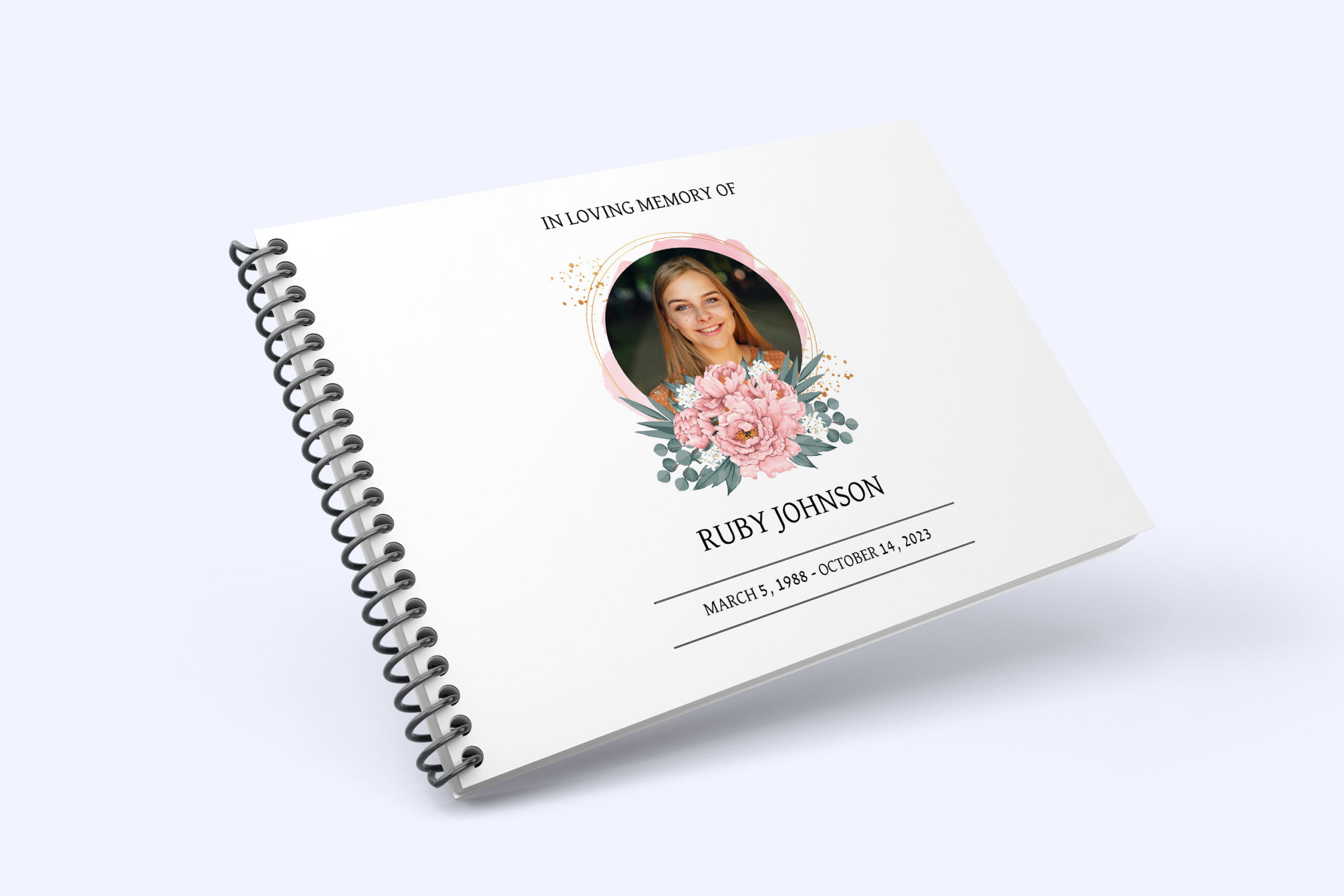 Pastel floral funeral condolence book 011 - Free Funeral Order of Service Template