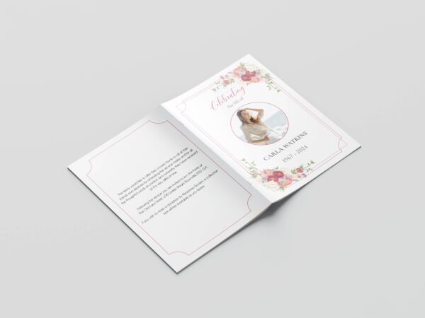 Beautiful roses funeral order of service front and back cover