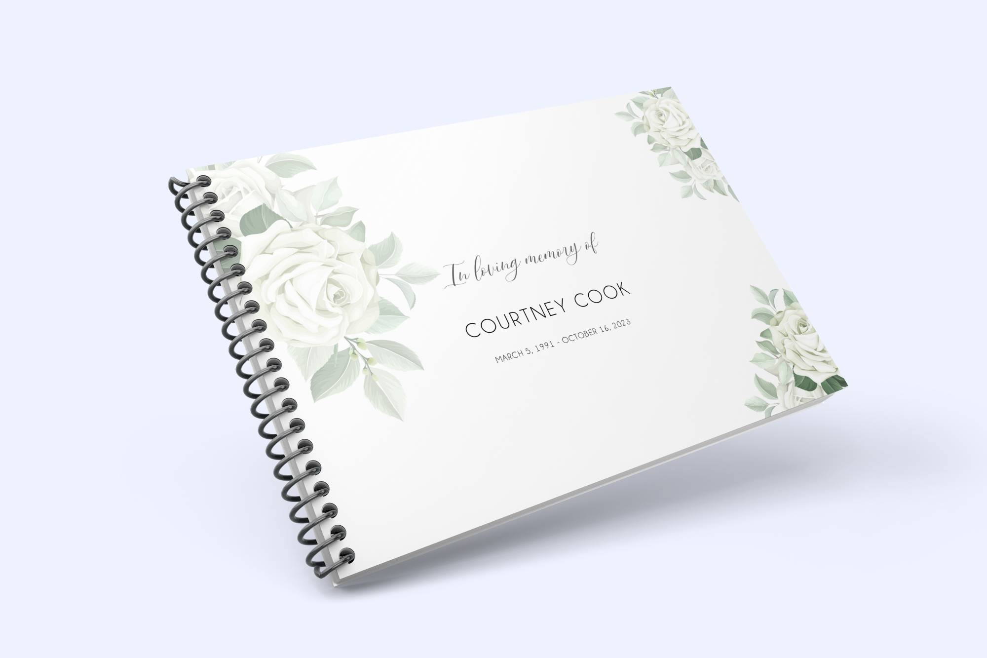 White rose funeral condolence book 004 - Free Funeral Order of Service Template