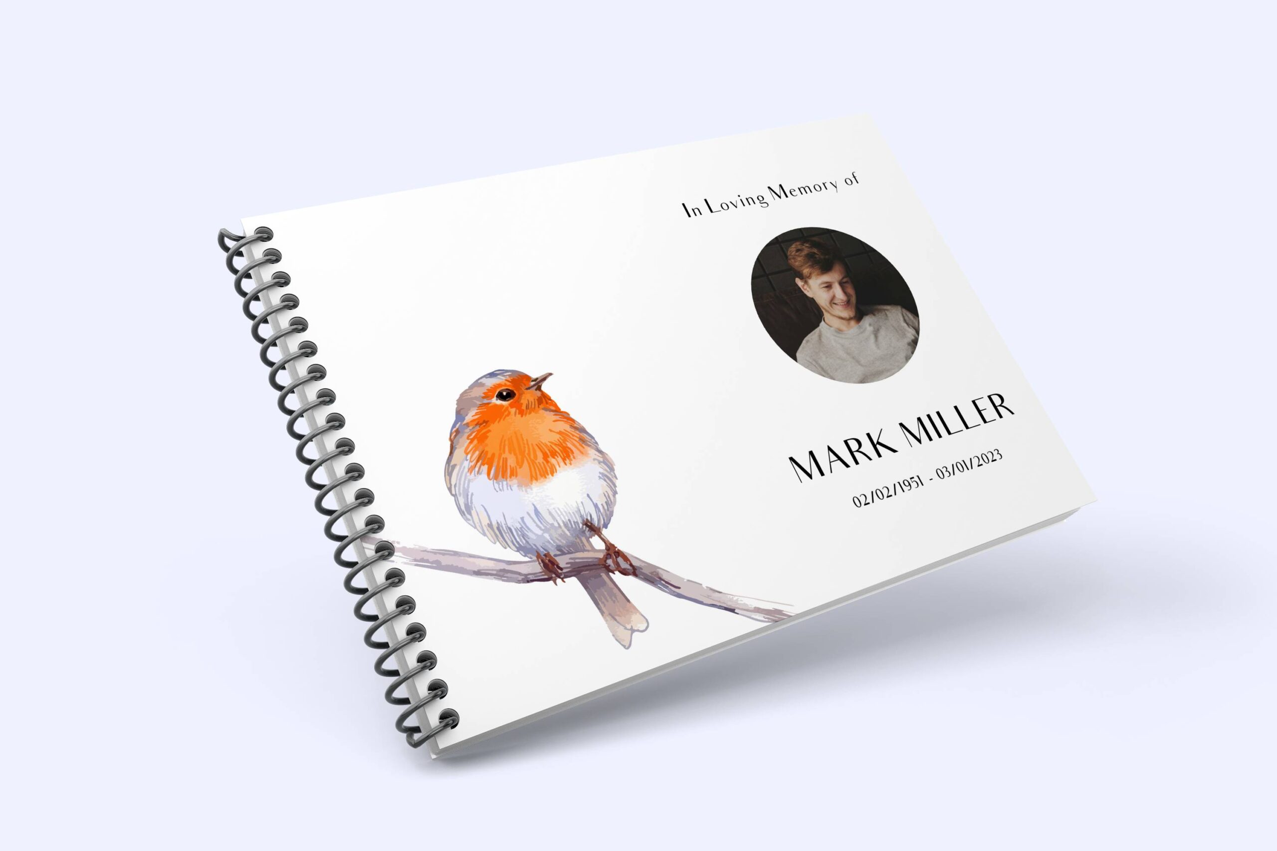 Funeral condolence guest book - Robin bird 037 - Free Funeral Order of Service Template