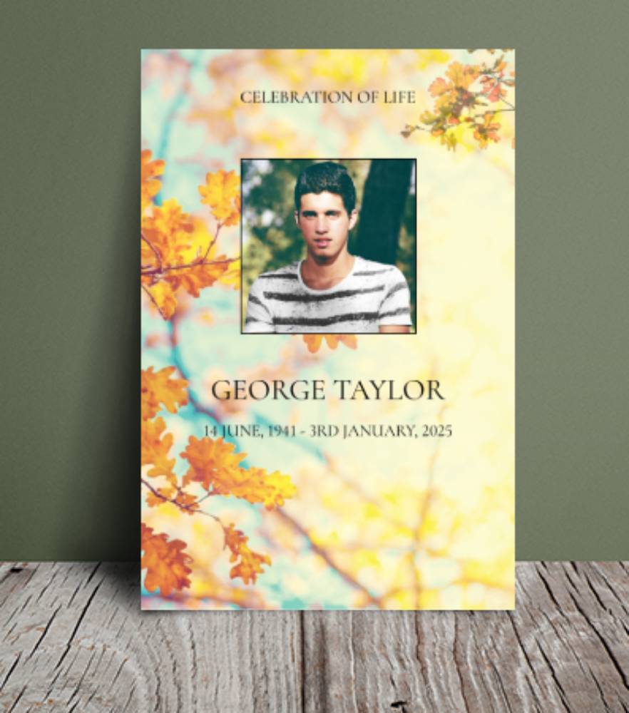 Autumn oak leaves funeral order of service template 167 - Free Funeral Order of Service Template