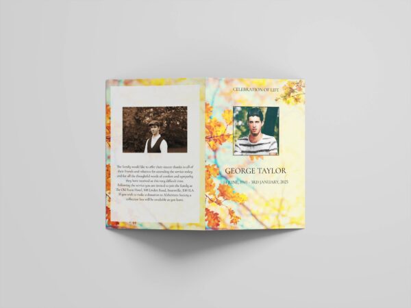 Autumn oak leaves funeral order of service template 167 - Image 2