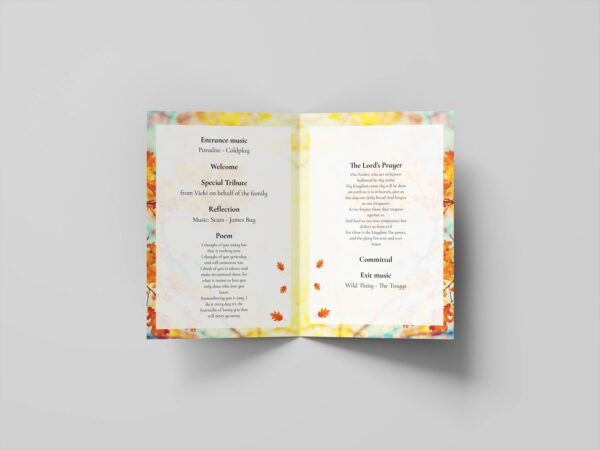 Autumn oak leaves funeral order of service template 167 - Image 3