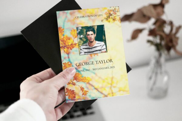 Autumn oak leaves funeral order of service template 167 - Image 4