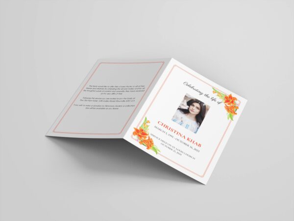 Bright orange lilies funeral order of service template 166 - Image 5