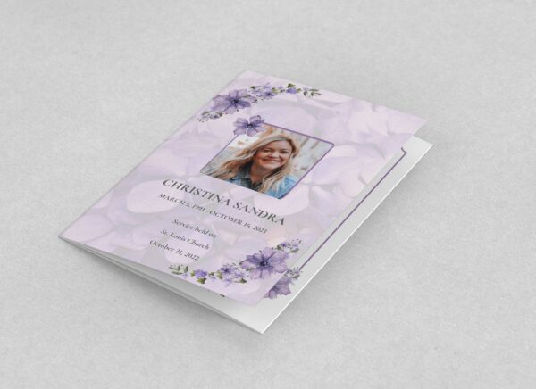 Purple bloom funeral order of service template 168 - Image 3