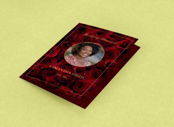 Burgundy roses funeral order of service template