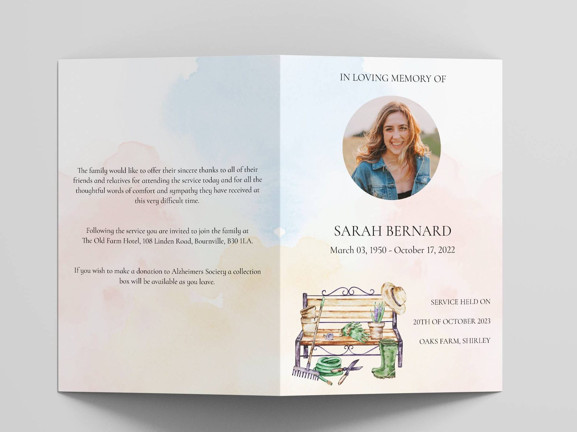 Funeral order of service template for mother
