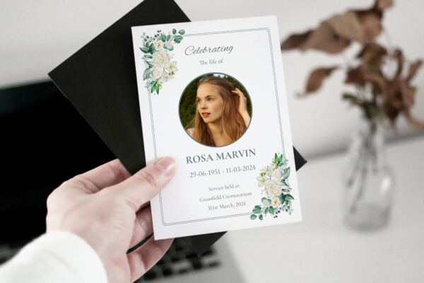 White floral funeral order of service template 169 - Image 3