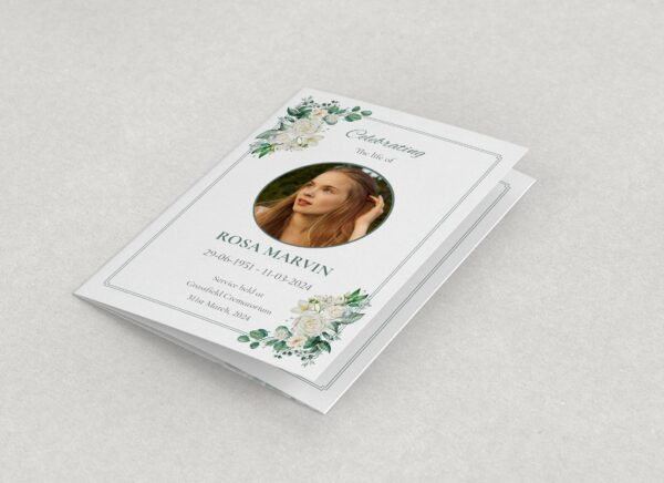 White floral funeral order of service template 169 - Image 4