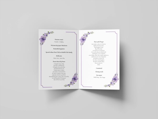 Purple bloom funeral order of service template 168 - Image 4