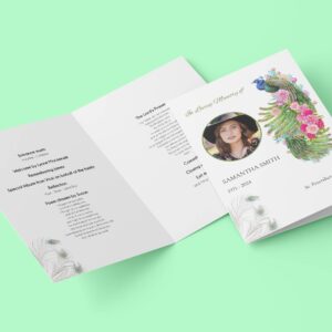 Beautiful Peacock Funeral Order Of Service Template Design