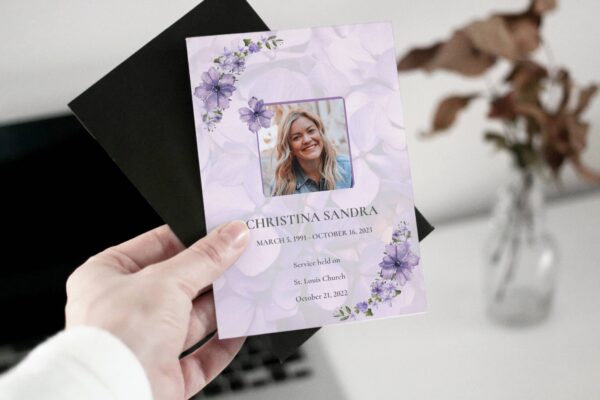 Purple bloom funeral order of service template 168 - Image 5