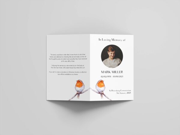 Robin Appearance Funeral Order of Service Template 173 - Image 3