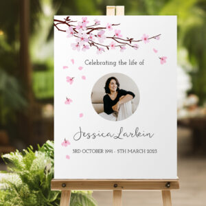 Cherry blossom funeral memorial sign 049