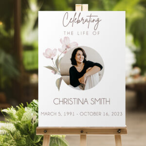 Simple floral funeral memorial board