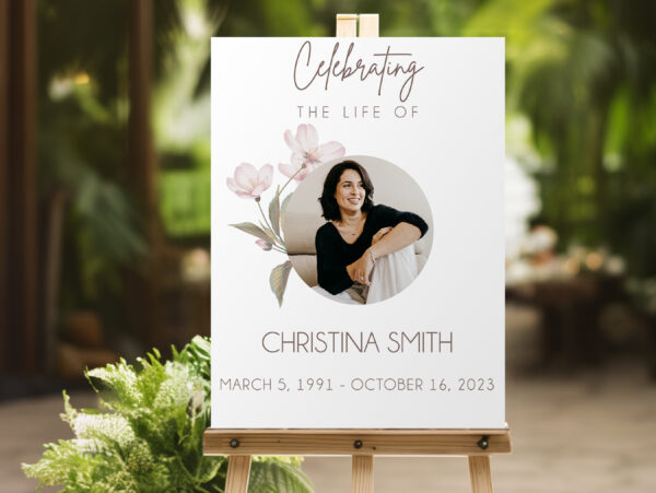 Simple floral funeral memorial board