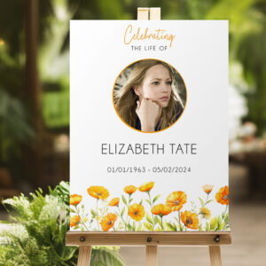Sunflower funeral memorial sign board