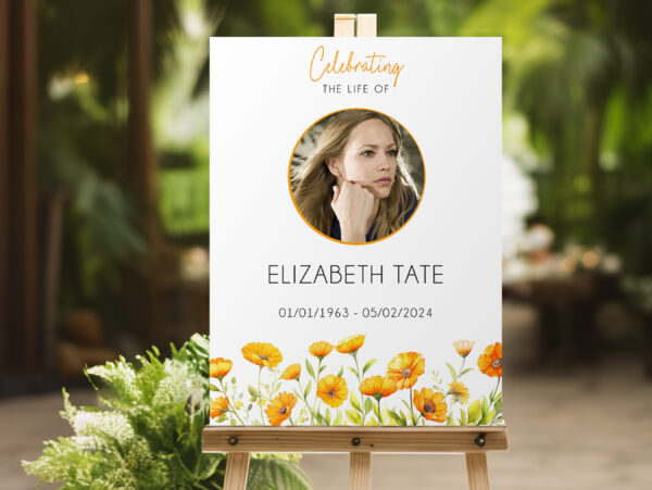 Sunflower funeral memorial sign board