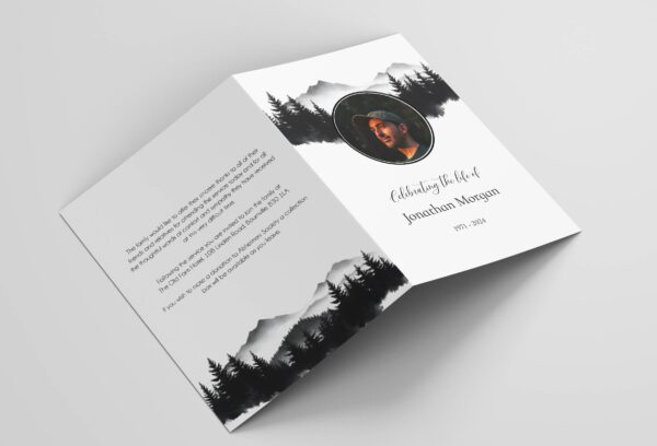Modern forest and mountain order of service template funeral 175 - Image 2