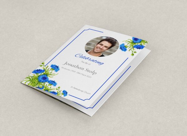 Blue corn flower funeral order of service template 178 - Image 4
