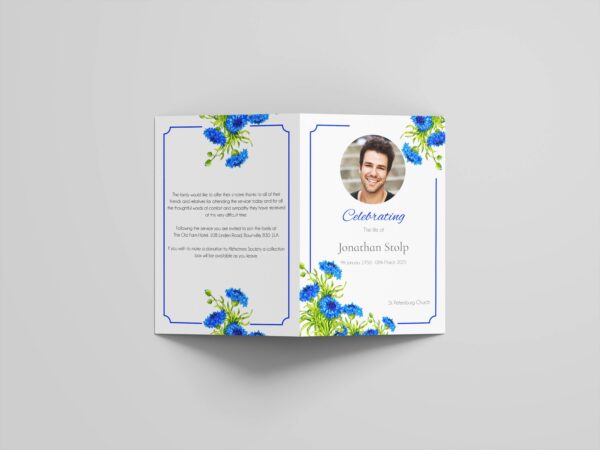 Blue corn flower funeral order of service template 178 - Image 2