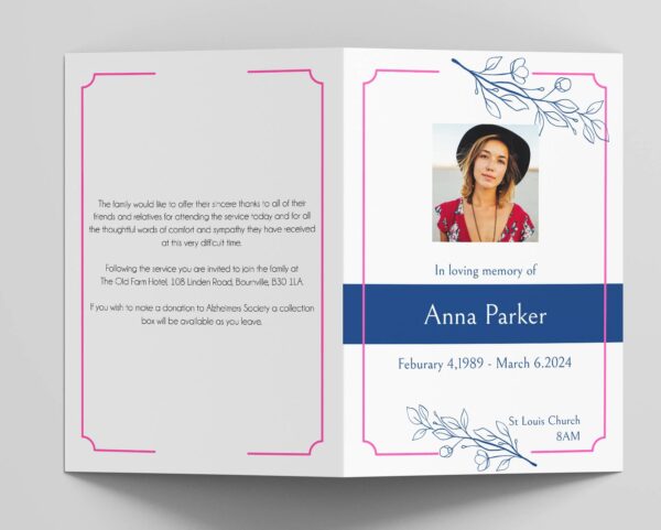 Floral outline funeral order of service template 177 - Image 2