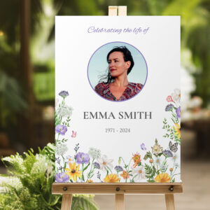 Rustic summer flowers funeral memory board