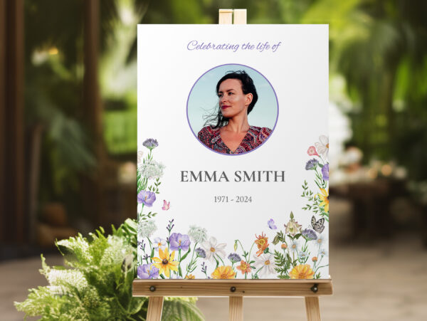 Rustic summer flowers funeral memory board