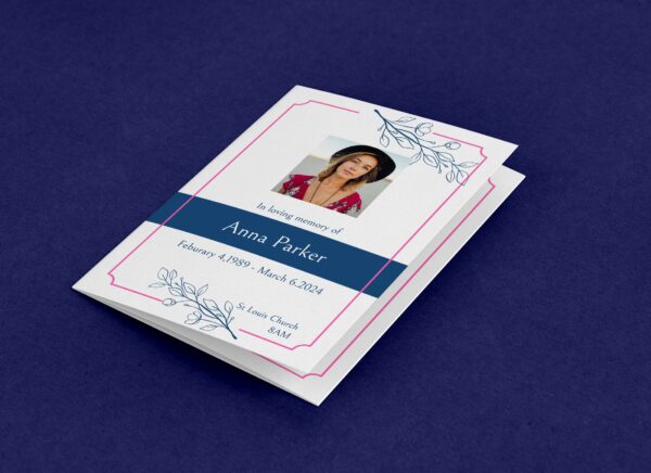Floral outline funeral order of service template 177 - Image 4