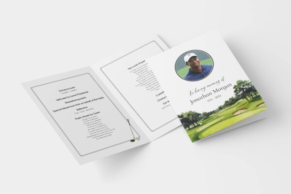 Golf themed order of service for funeral template 176