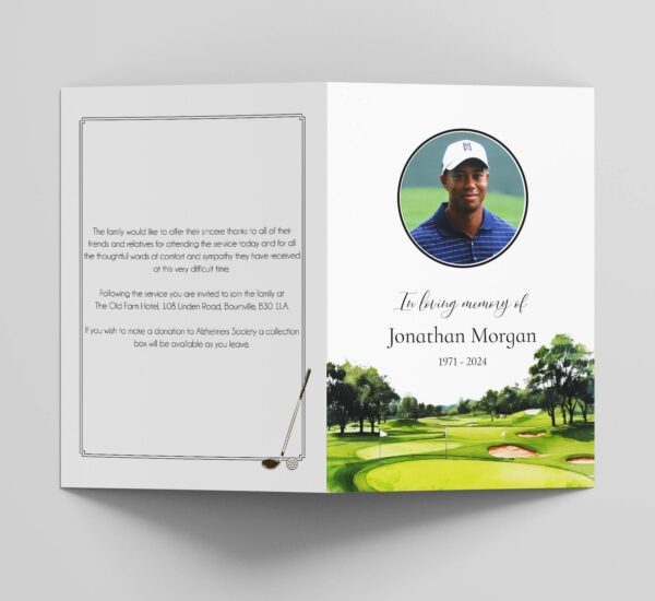 Golf themed order of service for funeral template 176 - Image 4
