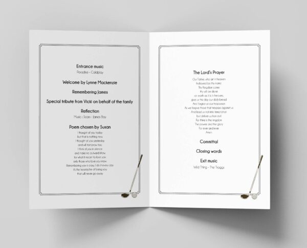 Golf themed order of service for funeral template 176 - Image 5