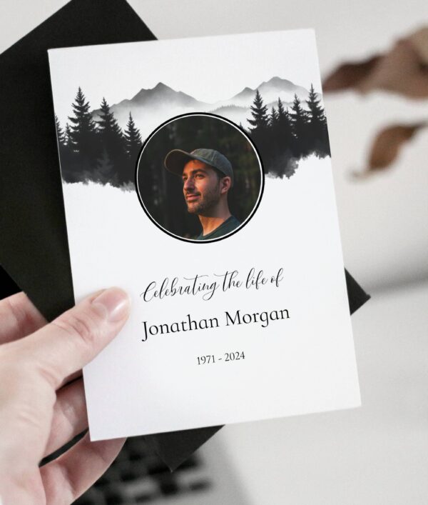 Modern forest and mountain order of service template funeral 175 - Image 4