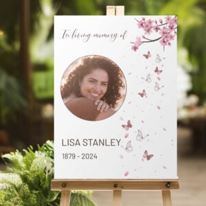Blossom and butterflies theme funeral memory board