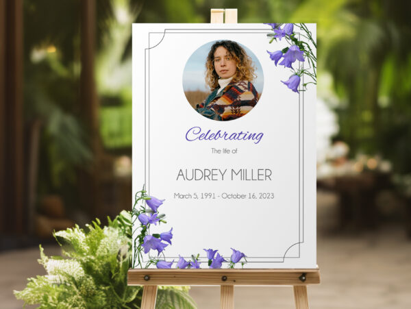 Scottish bluebell flowers funeral memorial sign