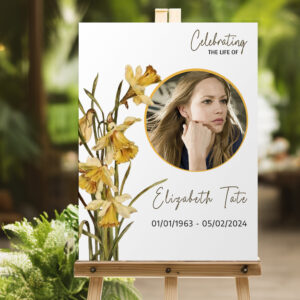 Daffodils funeral memorial sign board