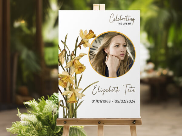 Daffodils funeral memorial sign board