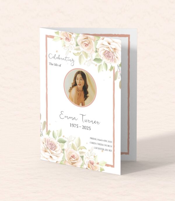 Delicate Rose Funeral Order Of Service Template 181 - Image 6