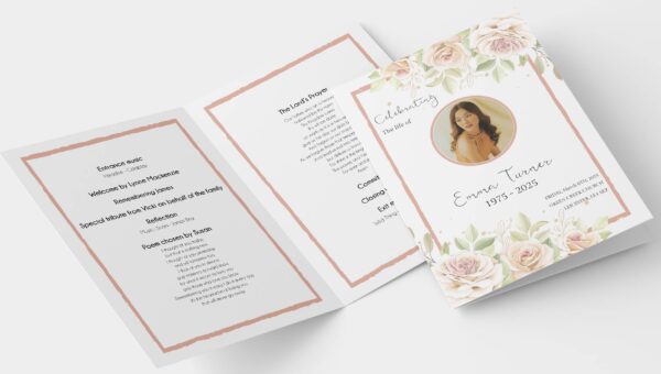 Delicate Rose Funeral Order Of Service Template 181 - Image 3
