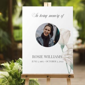 White rose funeral memorial sign 058