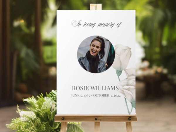 White rose funeral memorial sign 058