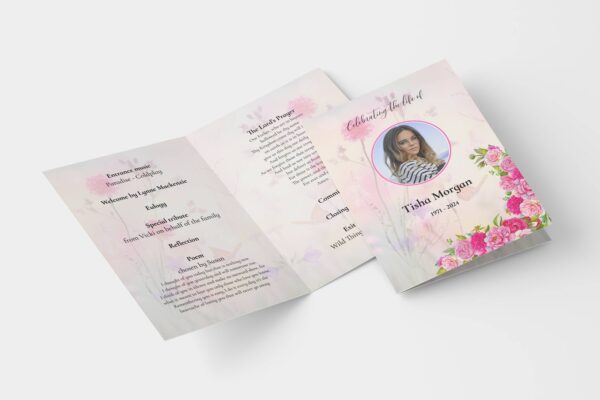 Dreamy floral background funeral order of service template 182 - Image 2